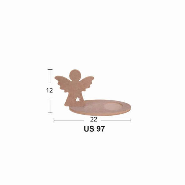 Ahşap Oval Melek Bardak Altlığı 22x12cm US97 ürün görseli 1