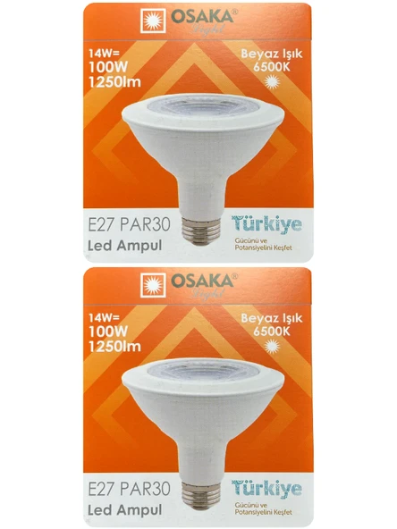 (2 Adet) Osaka 14W (100W) Beyaz Işık (6500K) E27 Duylu (Kalın Duy) Led PAR30 Ampul ürün görseli 1