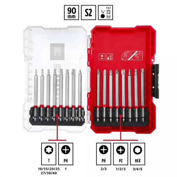 Einhell M-CASE 16 Parça Vidalama Bits Uç Seti 90mm 49118973 - Resim 3