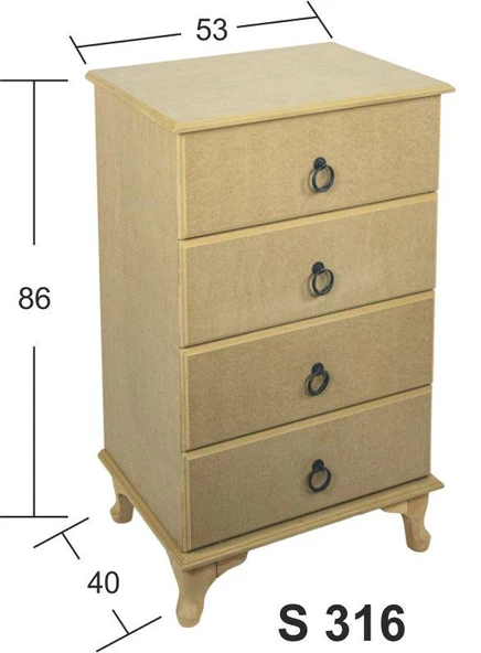 Ahşap Komodin 53x40x86cm NO:3 S-316 ürün görseli 1