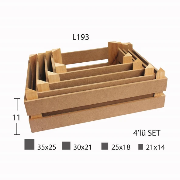 Ahşap Kasa 4 lü set L-193 ürün görseli 1