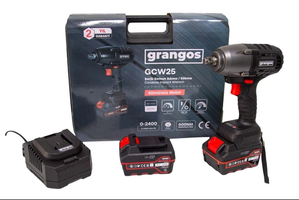 Grangos GCW25-F2 20V 5 Ah Çift Akülü Somun Sıkma ürün görseli 1