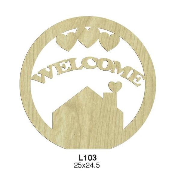 Ahşap Welcome Yazılı Kapı Duvar Süsü L103 ürün görseli 1