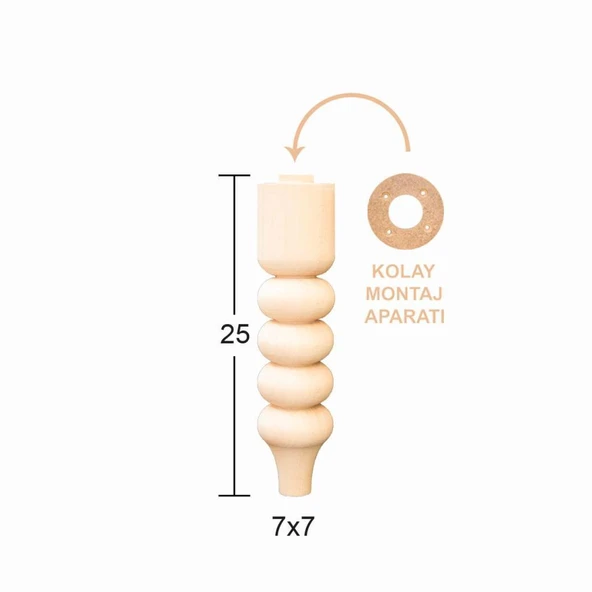 Torna Ayak 25cm Doğal Ağaç FT14 ürün görseli 1