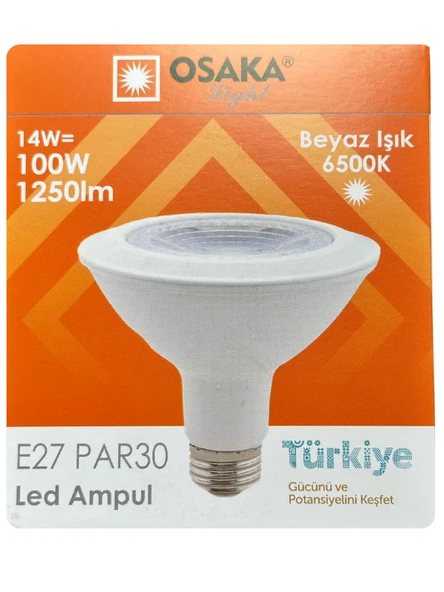 (1 Adet) Osaka 14W (100W) Beyaz Işık (6500K) E27 Duylu (Kalın Duy) Led PAR30 Ampul ürün görseli 1