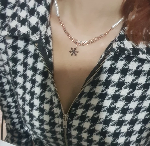 Tasarım Barok İnci Kar Tanesi Gümüş Kolye ürün görseli 1