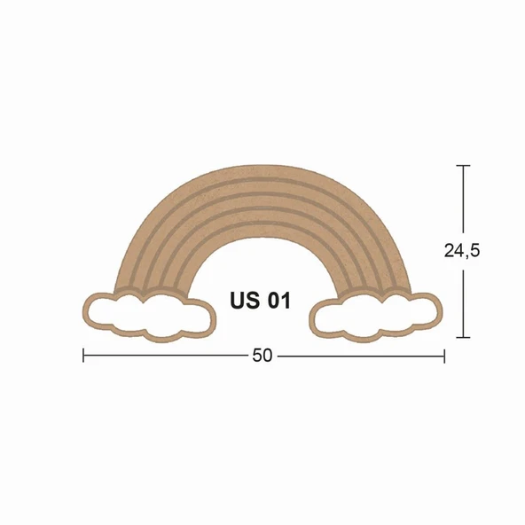 Ahşap Gökkuşağı Pano 50x24,5cm 8mm US01 ürün görseli 1