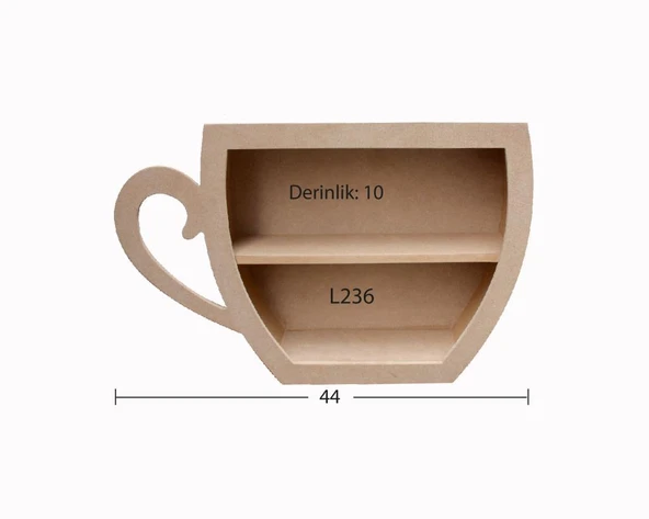 Ahşap Fincan Raf 44x29,5cm (SOL) L236 ürün görseli 1