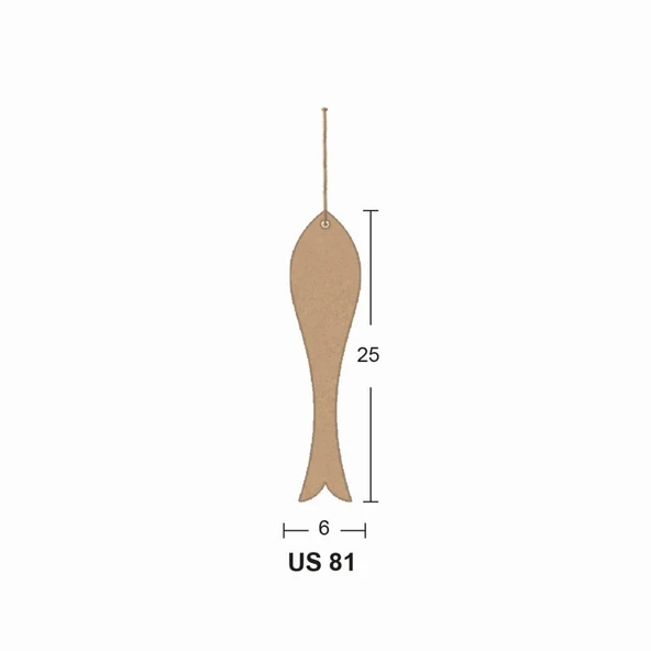 Ahşap Büyük İnce Balık 25x6cm 8mm US81 ürün görseli 1