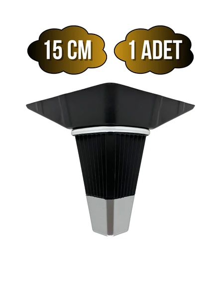 İrem Siyah Krom 15cm Plastik Ayak Mobilya Masa ve Dolap Ayağı(SİYAH KROM)(15CM) Siyah 15cm 15cm - 1 ADET ürün görseli 1