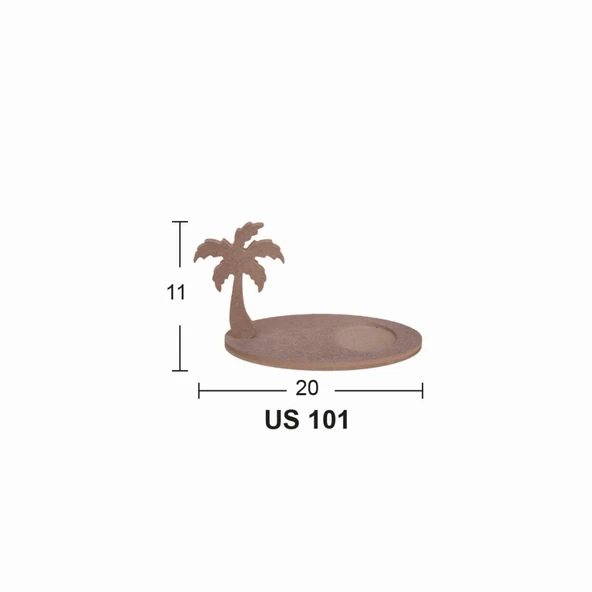 Ahşap Oval Palmiye Bardak Altlığı 20x11cm US101 ürün görseli 1