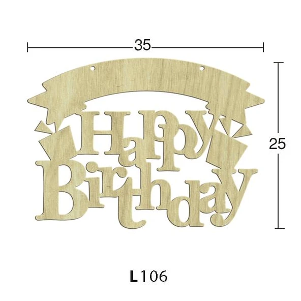 Ahşap Happy Brithday Duvar ve Kapı Panosu L106 ürün görseli 1