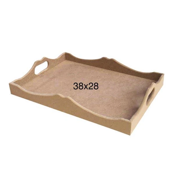 Ahşap Kulplu Tepsi 38x28cm T716 ürün görseli 1