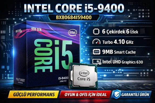 Core I5 9400 6mb 6çekirdekli Ob Hd630 1151p V2 65w Kutusuz+fansız ürün görseli 1