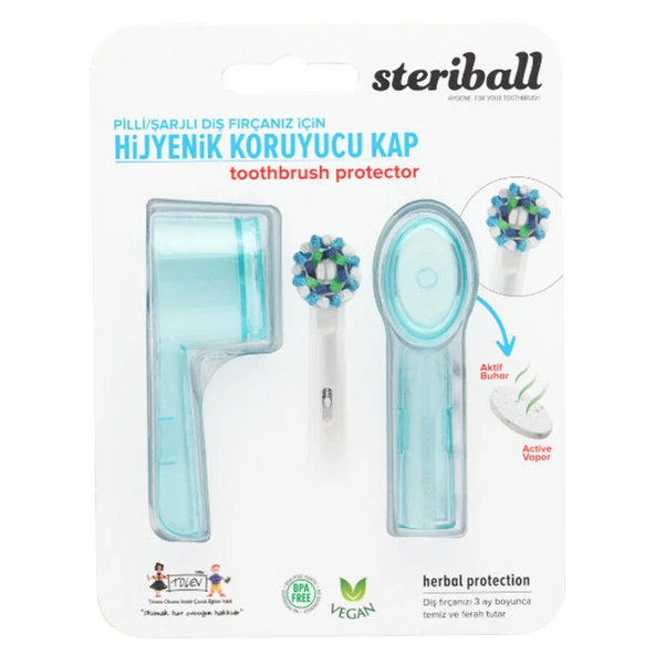 Steriball Pilli veya Şarjlı Diş Fırçaları İçin Hijyenik Diş Fırçası Kabı - Açık Mavi ürün görseli 1