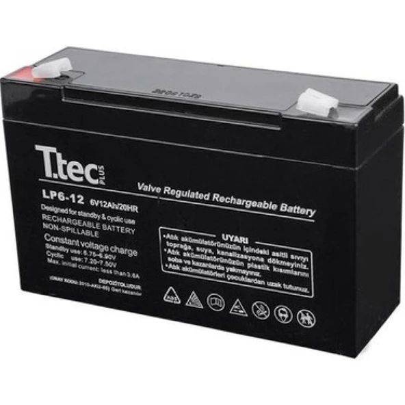 TTEC 6V 12 AH Kuru Bakımsız Akü ürün görseli 1