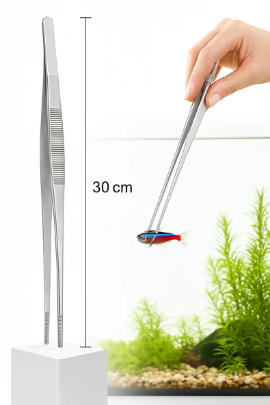 Uzun 30 cm Çelik Cımbız - Akvaryum Maşası ürün görseli 1