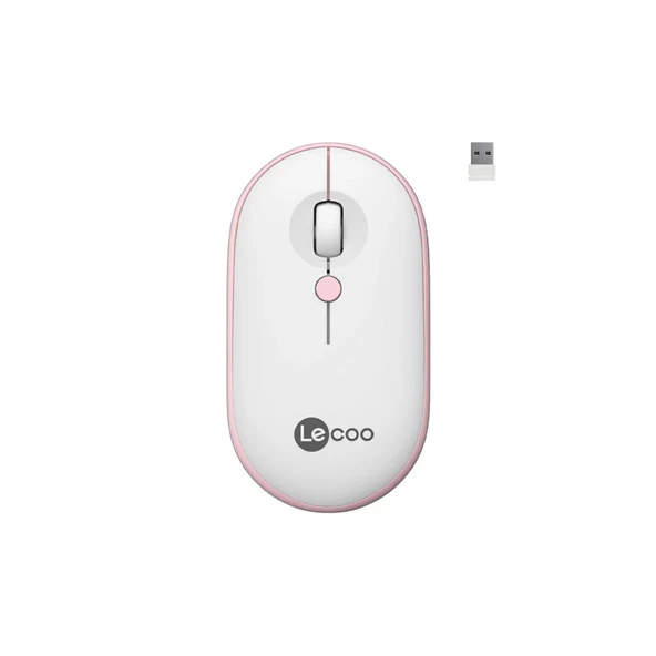 Lenovo Lecoo WS212-WEPK Beyaz-Pembe Optik Kablosuz Mouse ürün görseli 1