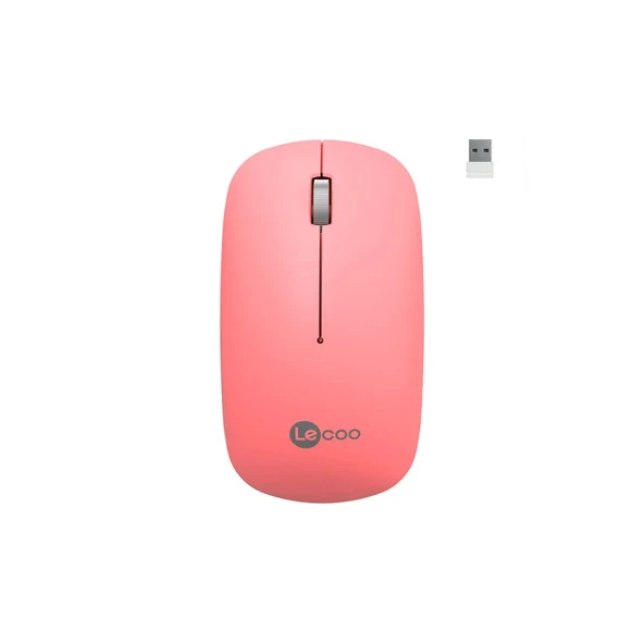 Lenovo Lecoo WS214-PK Pembe Sessiz Ergonomik Optik Kablosuz Mouse ürün görseli 1