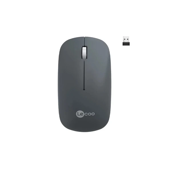 Lenovo Lecoo WS214-GY Kablosuz 1200DPI 3 Tuşlu Optik Mouse Gri ürün görseli 1