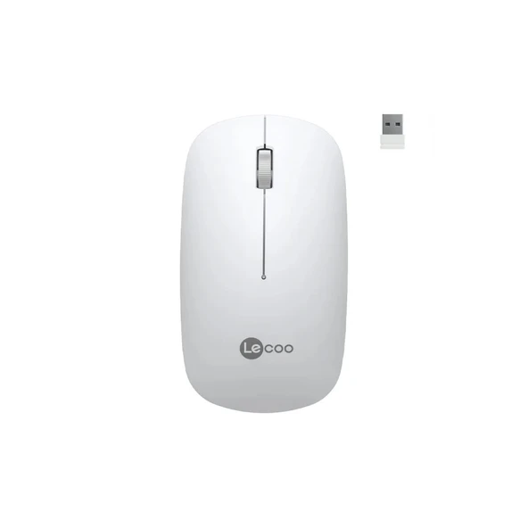 Lenovo Lecoo WS214-WE Beyaz Sessiz Ergonomik Optik Kablosuz Mouse ürün görseli 1