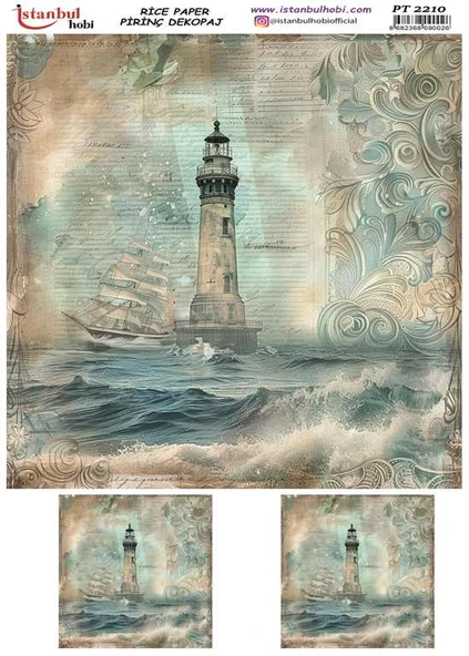 Pirinç Dekopaj Kağıdı 30x42cm PT-2210 Deniz Feneri ürün görseli 1