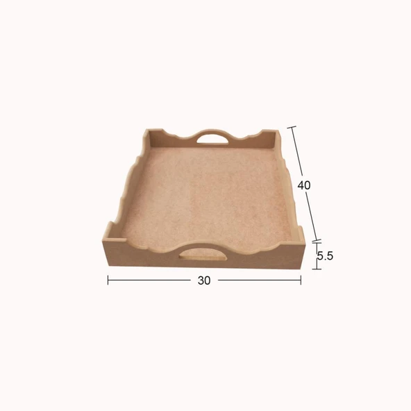 Ahşap Dalgalı Pirinç Dekopaj Tepsi 40x30cm T768 ürün görseli 1