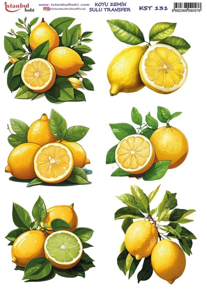 Koyu Zemin Sulu Transfer Kağıdı 25x35cm KST-131 Limon ürün görseli 1