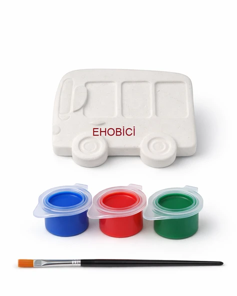 Ehobici Taş Boyama Seti Minibüs 3 Renk Akrilik Boya 5ml + Fırça ürün görseli 1