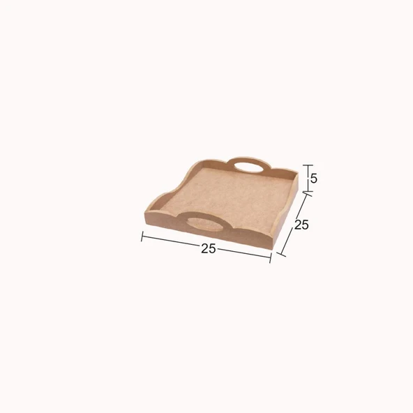 Ahşap Küçük Kare Tepsi 25x25cm T767 ürün görseli 1