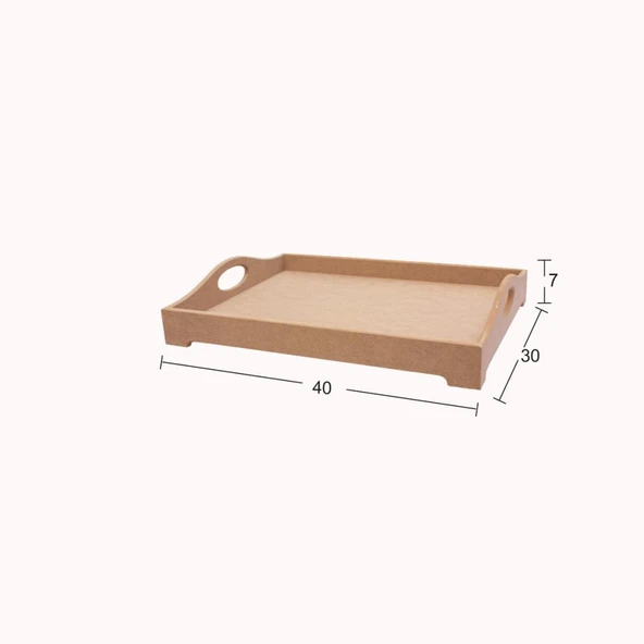 Ayaklı Ahşap Pirinç Dekopaj Tepsisi 40x30cm T766 ürün görseli 1