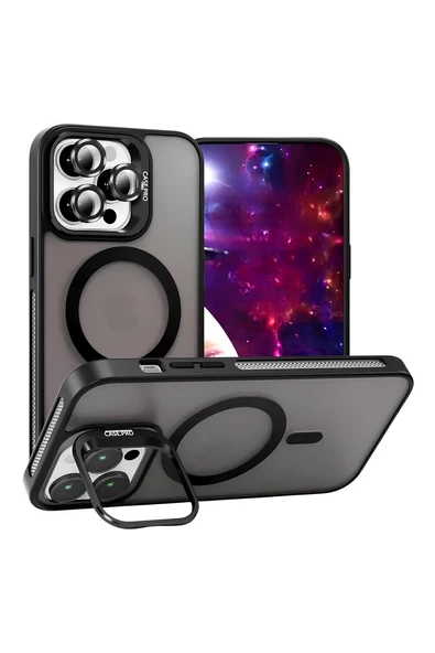 iPhone 16 Pro 6.3'' StandGuard MagSafe Kılıf + Lens Koruma Mat Siyah ürün görseli 1
