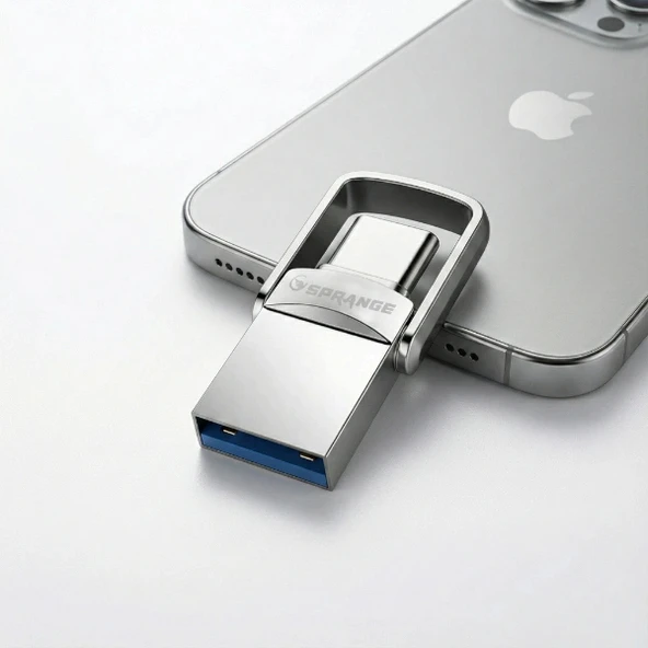 2'si 1 Arada USB 3.2 Type-C Ve USB 64GB Metal Flash Disk - Resim 3