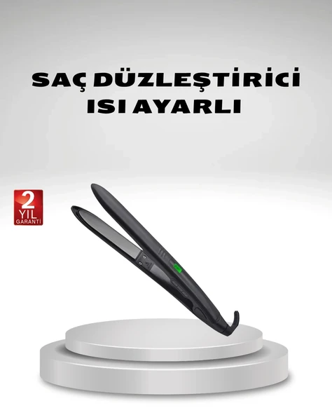 Isı Ayarlı Saç Düzleştirici Titanyum Seramik Plaka, Dijital Ekran ürün görseli 1