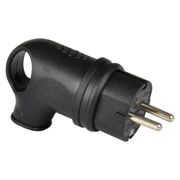 TP Electric 3101-302-0300 Vidalı Bağlantı 16A Kauçuk Eğik Fiş Siyah ürün görseli 1