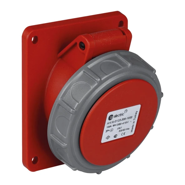 TP Electric 3123-309-1600 Vidalı Bağlantı IP67 4x16A CEE Norm Eğik Makine Prizi ürün görseli 1