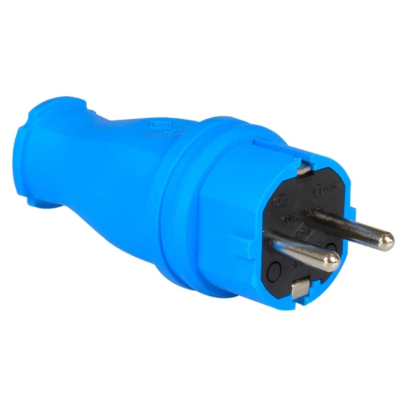TP Electric 3101-301-0900 Vidalı Bağlantı 16A Kauçuk Düz Fiş Mavi ürün görseli 1