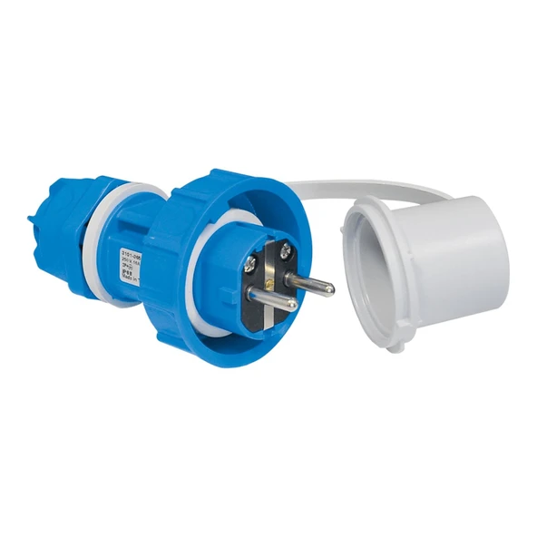 TP Electric 3101-365-0900 Vidalı Bağlantı 16A Kauçuk Düz Fiş Mavi ürün görseli 1