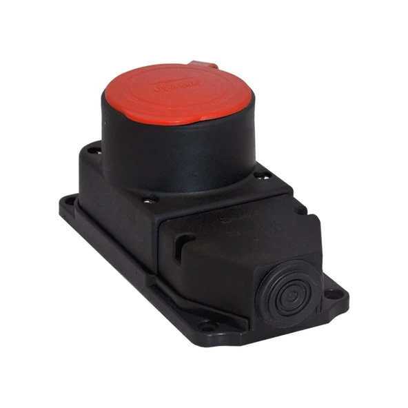 TP Electric 3104-306-0300 Vidalı Bağlantı 25A Kauçuk Duvar Prizi Siyah ürün görseli 1