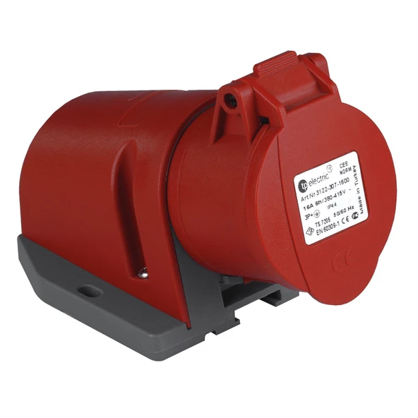 TP Electric 3122-307-1600 Vidalı Bağlantı IP44 4x16A CEE Norm Duvar Prizi ürün görseli 1