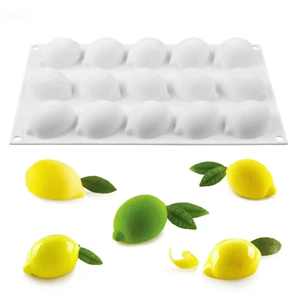 3D Meyve Limon Şekilli Silikon Kalıp Pasta Kek ve Çikolata Kalıbı 15 Li ürün görseli 1