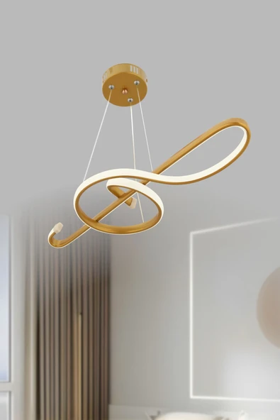 Luna Lighting Melodi Model Gold Renk Metal Salon Mutfak Oturma Yatak Odası Modern Led Sarkıt Avize ürün görseli 1