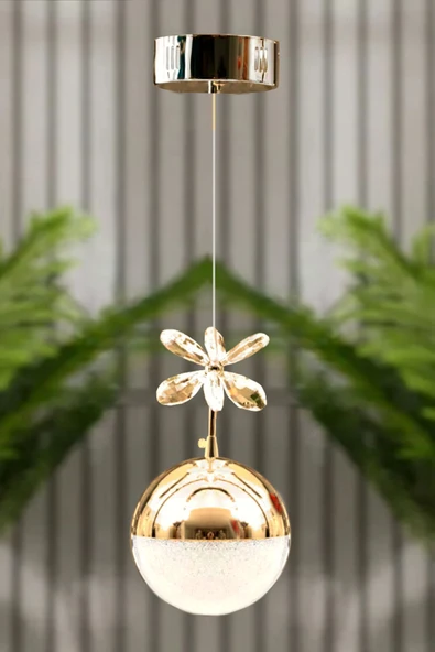 Luna Lighting Clasy Model GOLD Kaplama 3 RENK Metal Salon Mutfak Oturma Yatak Odası Modern Led Sarkıt Tekli Avize ürün görseli 1