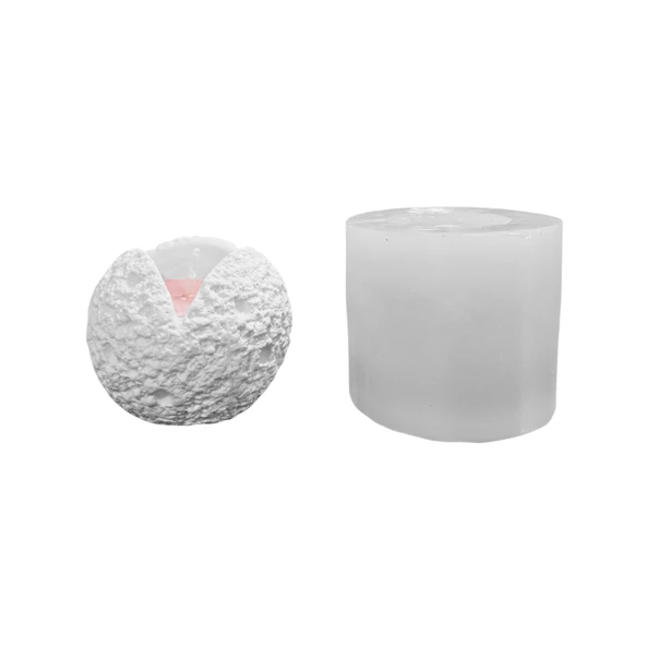 Silikon 3D Taş Dokulu Yarık Küre Taş Tozu Mumluk Kalıbı ürün görseli 1