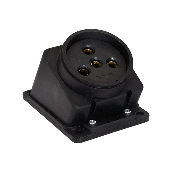 TP Electric 3104-307-0300 Vidalı Bağlantı 25A Kauçuk Eğik Duvar Prizi Siyah ürün görseli 1