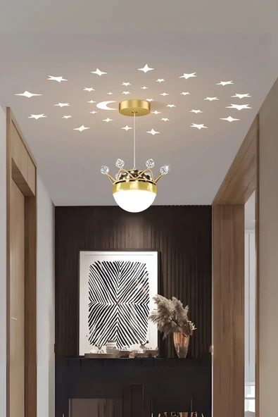 Luna Lighting Dolunay Model Gold Kaplama 3 Renk Metal Salon Mutfak Oturma Yatak Odası Modern Led Sarkıt Avize ürün görseli 1