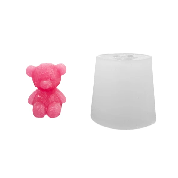 Silikon 3D Mini Süslemelik Oturan Sevimli Ayıcık Mum Kalıbı ürün görseli 1