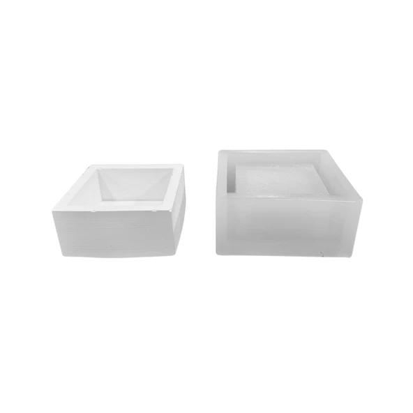 Silikon 3D Kare Taş Tozu Saksı ve Mumluk Kalıbı ürün görseli 1