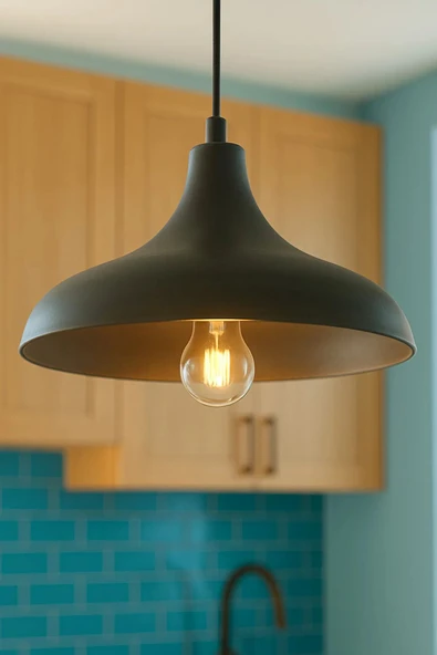 Luna Lighting Apollo Siyah Renk Rustik Tekli Avize Sarkıt Salon Mutfak Oturma Odası Lamba ürün görseli 1