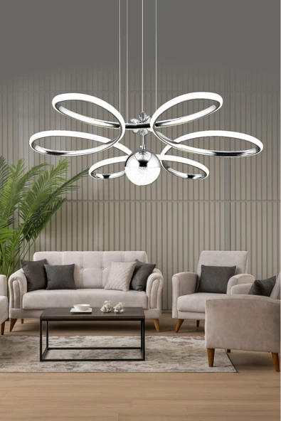 Luna Lighting Suyolu Krom Mutfak Salon Oturma Yatak Odası Modern Metal Led Beyaz Işık Avize ürün görseli 1